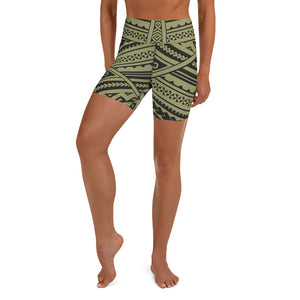 Polynesian Tribal Women's Yoga Shorts-Atikapu